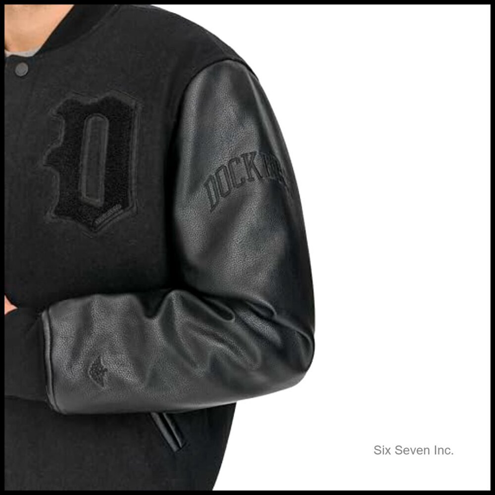 Varsity Bomber Jacket Mixed Media Faux Leather Wool Blend Retro Classic - Picture 7 of 7